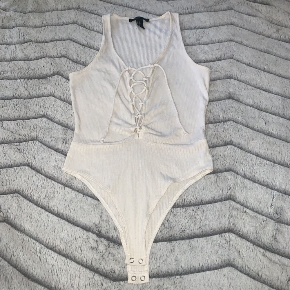 Ribbed white bodysuit